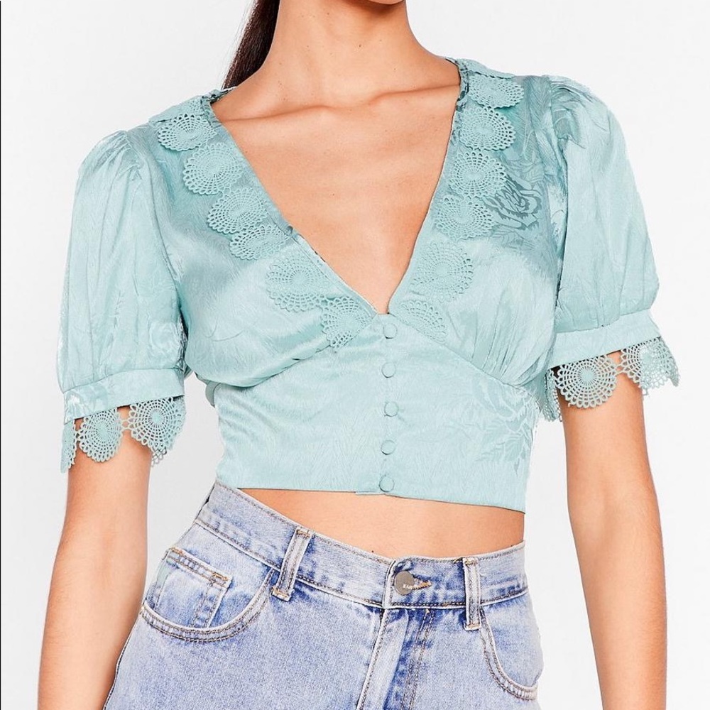 Nasty gal seaform green blouse size 4 NWOT #6